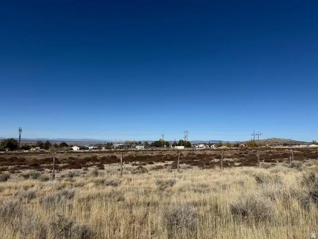 Expansive open land with natural grasses, a wire fence, and utility poles