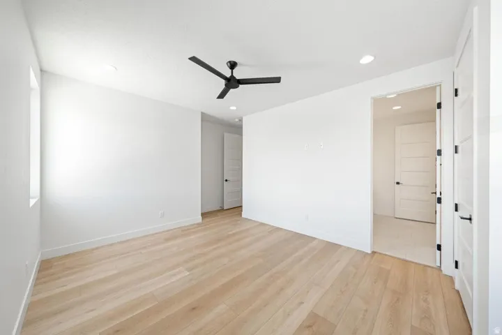 Bright interior space featuring light wood-finish flooring