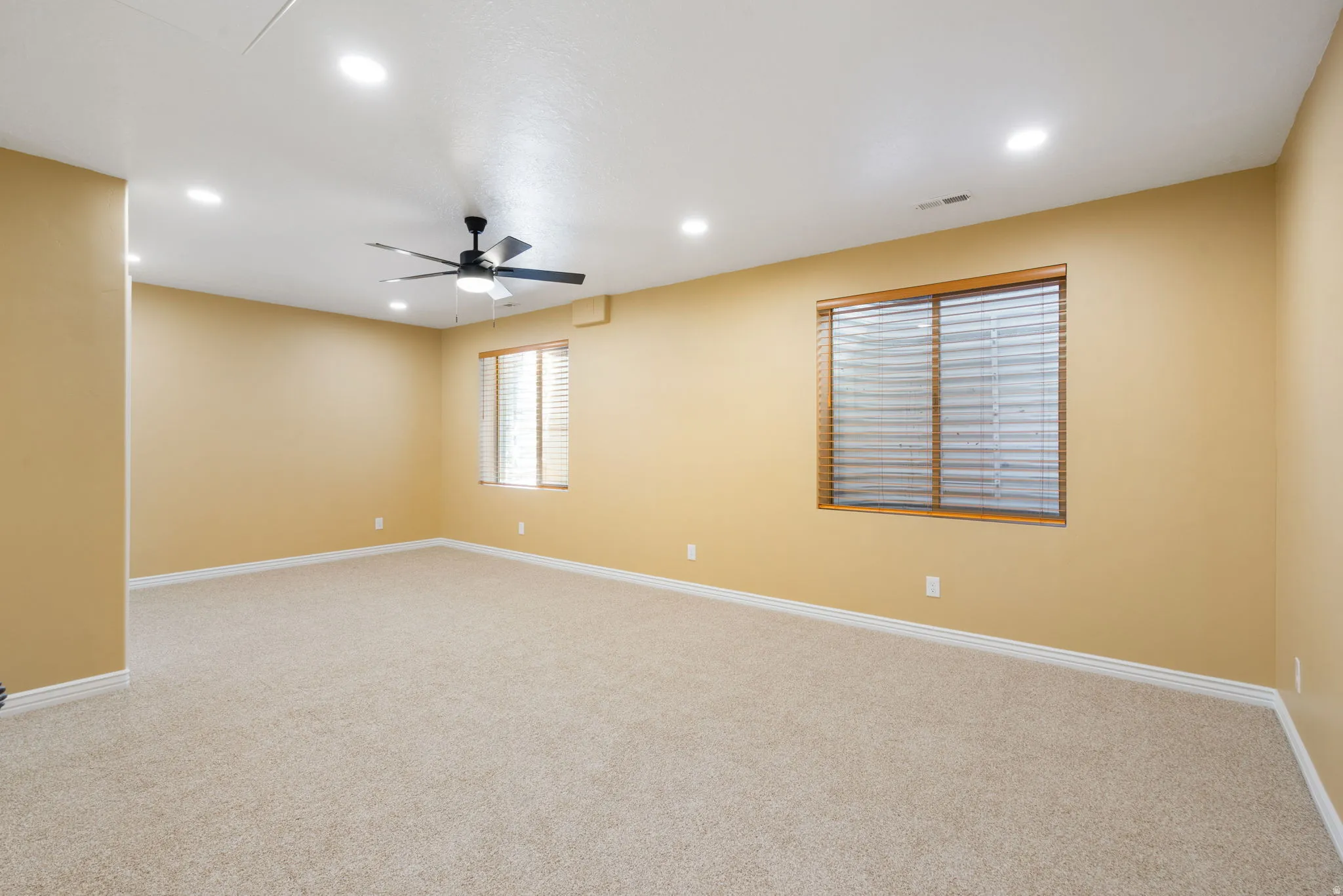 Spacious basement bedroom with plenty of light and brand new carpet.