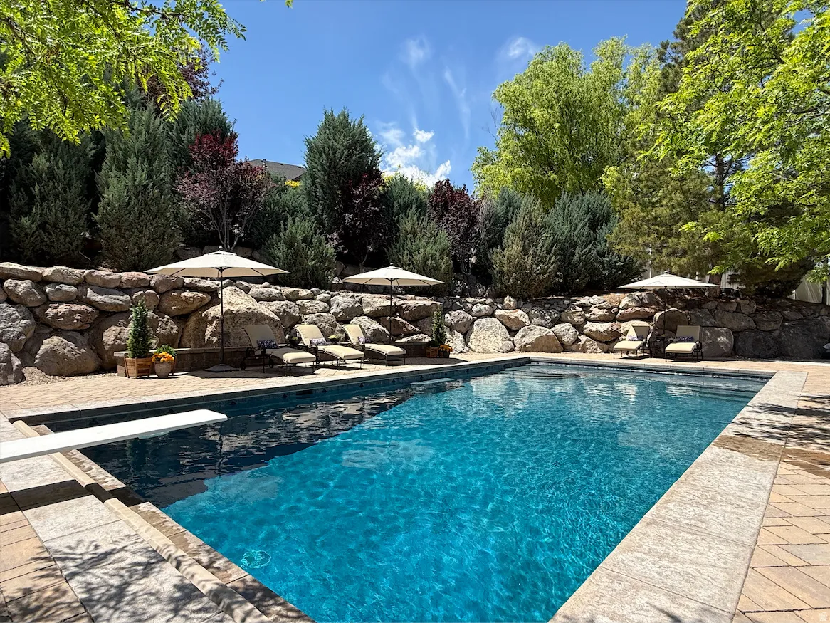 Pool has retractable cover