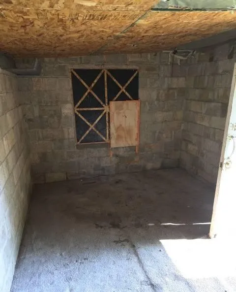 Concrete block walls and ceiling framing