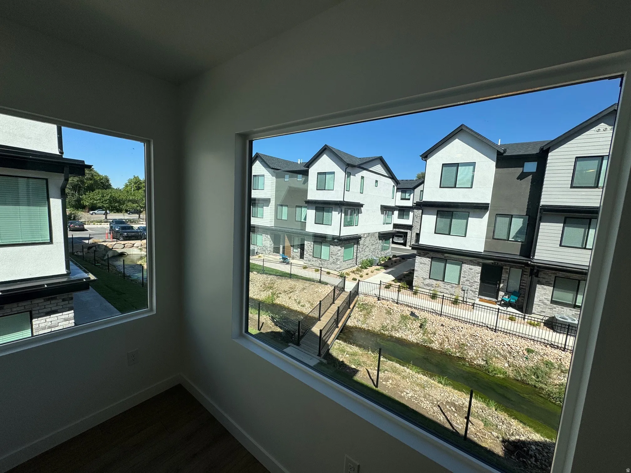 View from the dining aread to creek and walking bridge