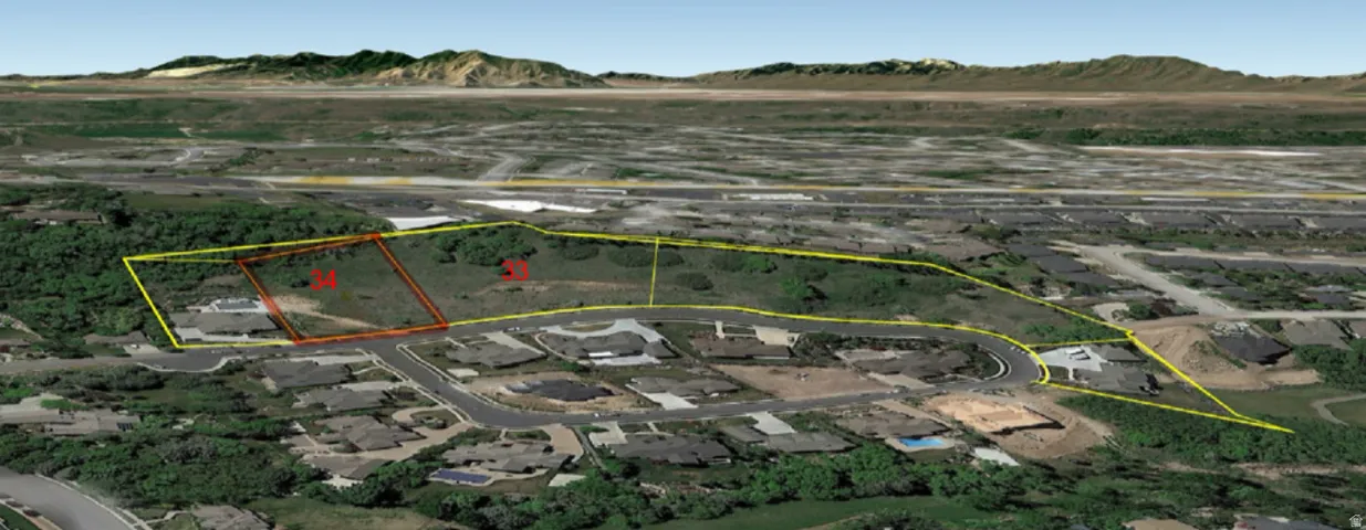 Aerial Parcel Map. Outlining the boundaries of the property and surrounding land usage