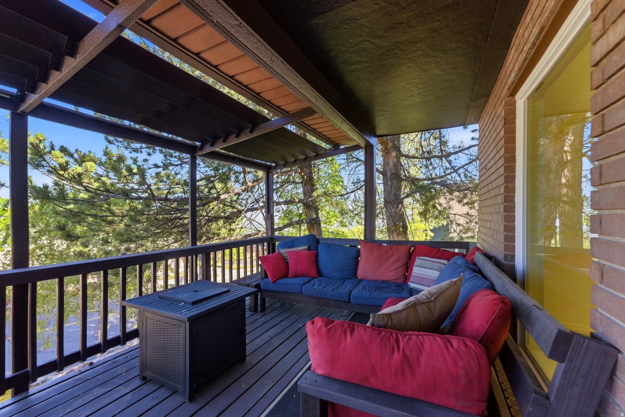 Front porch and covered deck.