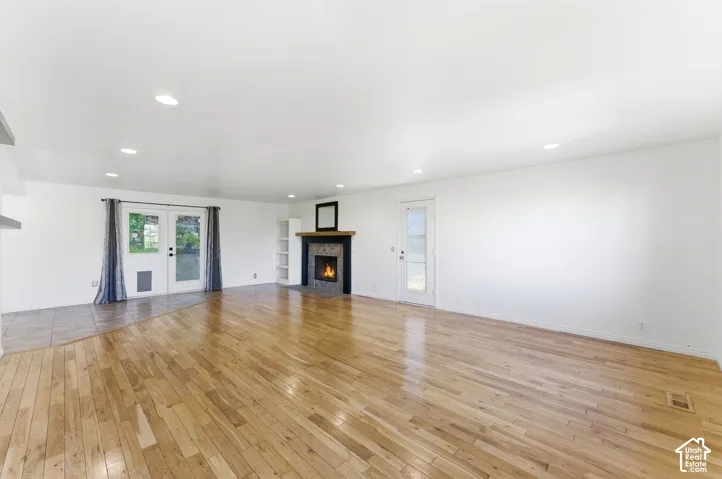 Family room right off kitchen with access to back patio