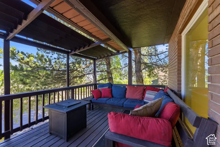 Front porch and covered deck.