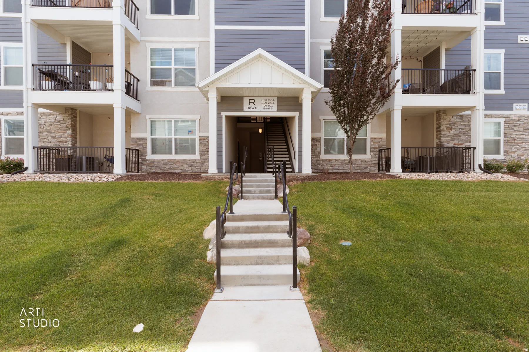 Multi-story building exterior