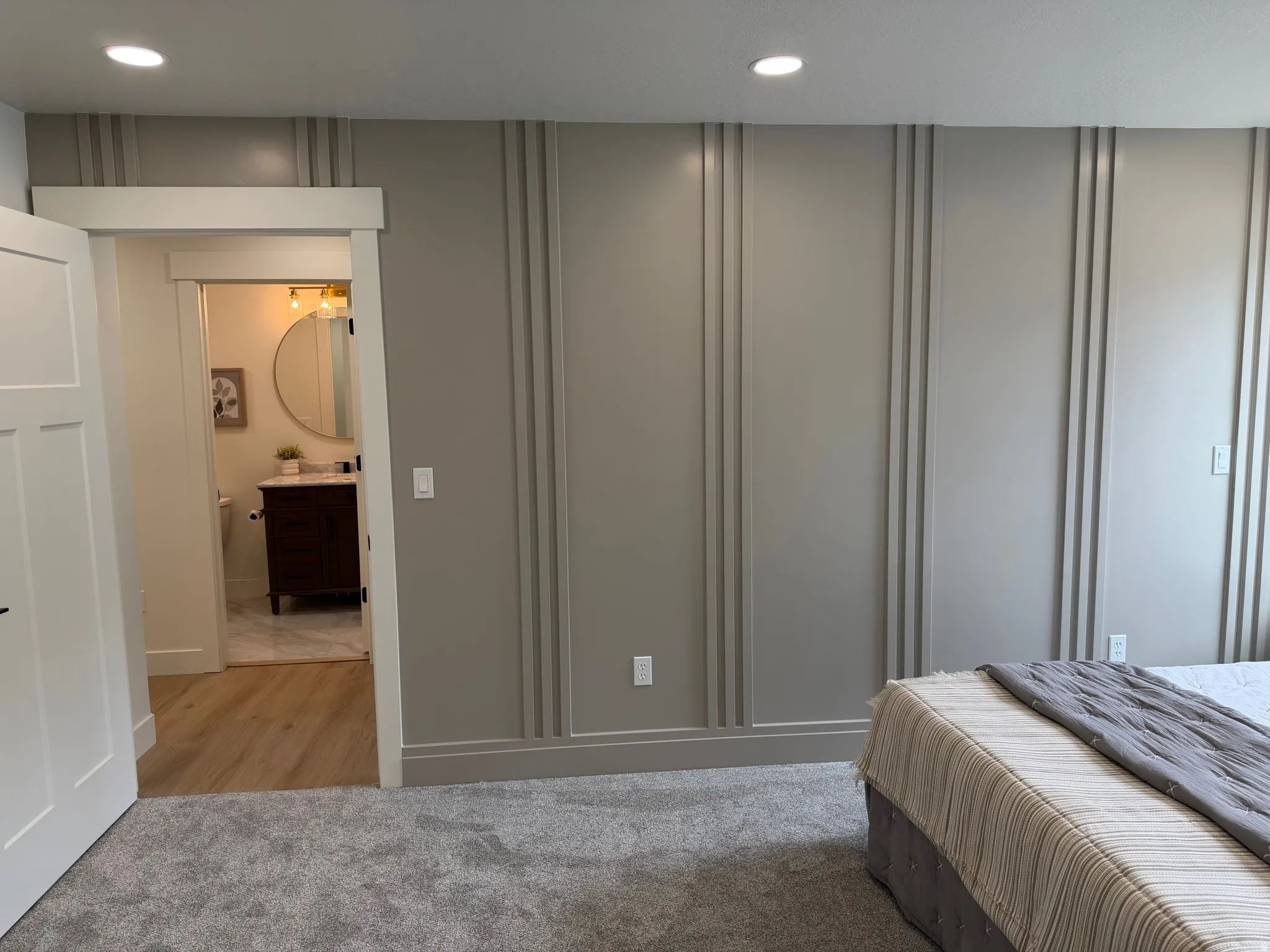 Accent wall with vertical trim detailing