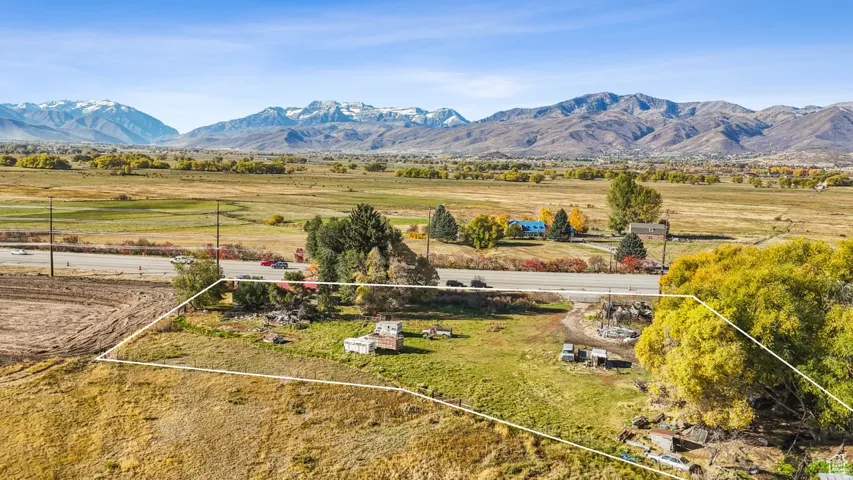 Expansive land parcel featuring a designated boundary, established vegetation, and a mountainous backdrop