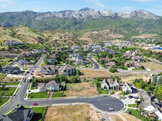 Mountainous terrain providing a natural backdrop to a residential development