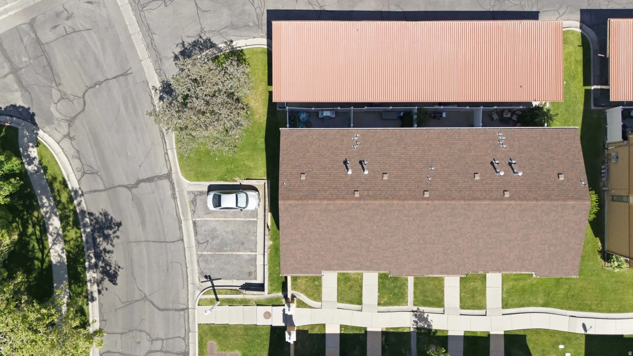 Overhead drone shot of building