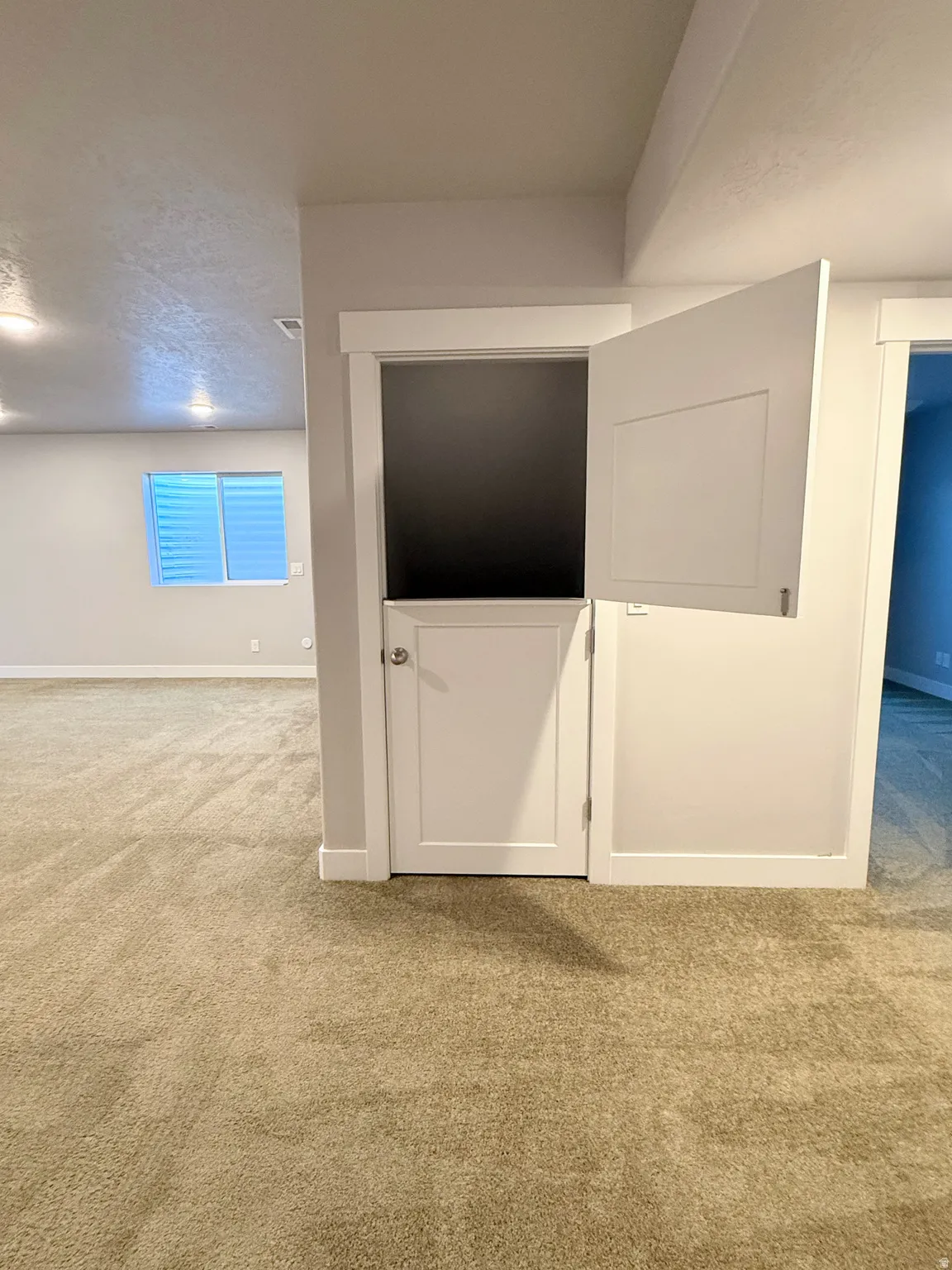 Under-stairs storage with cute Dutch door. Also great for kids play area