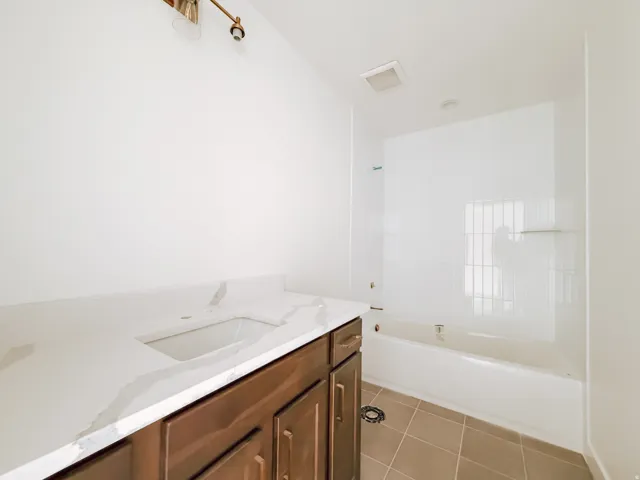 White countertop with integrated sink