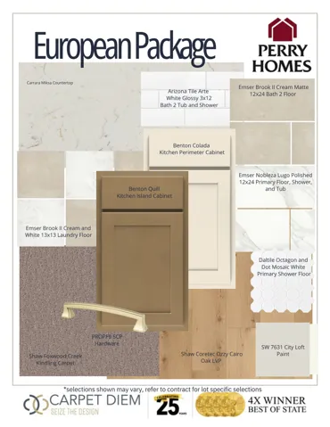 Design Selections Board. Illustrating a material and finish package for the property