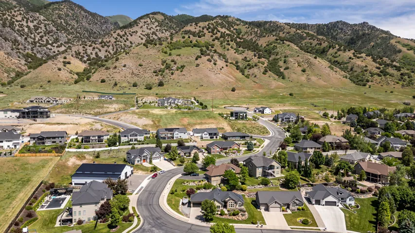 Expansive residential development featuring a variety of architectural styles, paved streets, and established landscaping