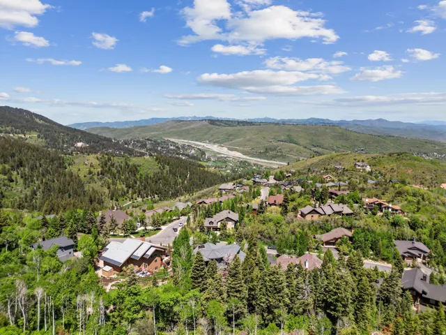 Expansive mountain landscape featuring residential properties nestled among mature trees