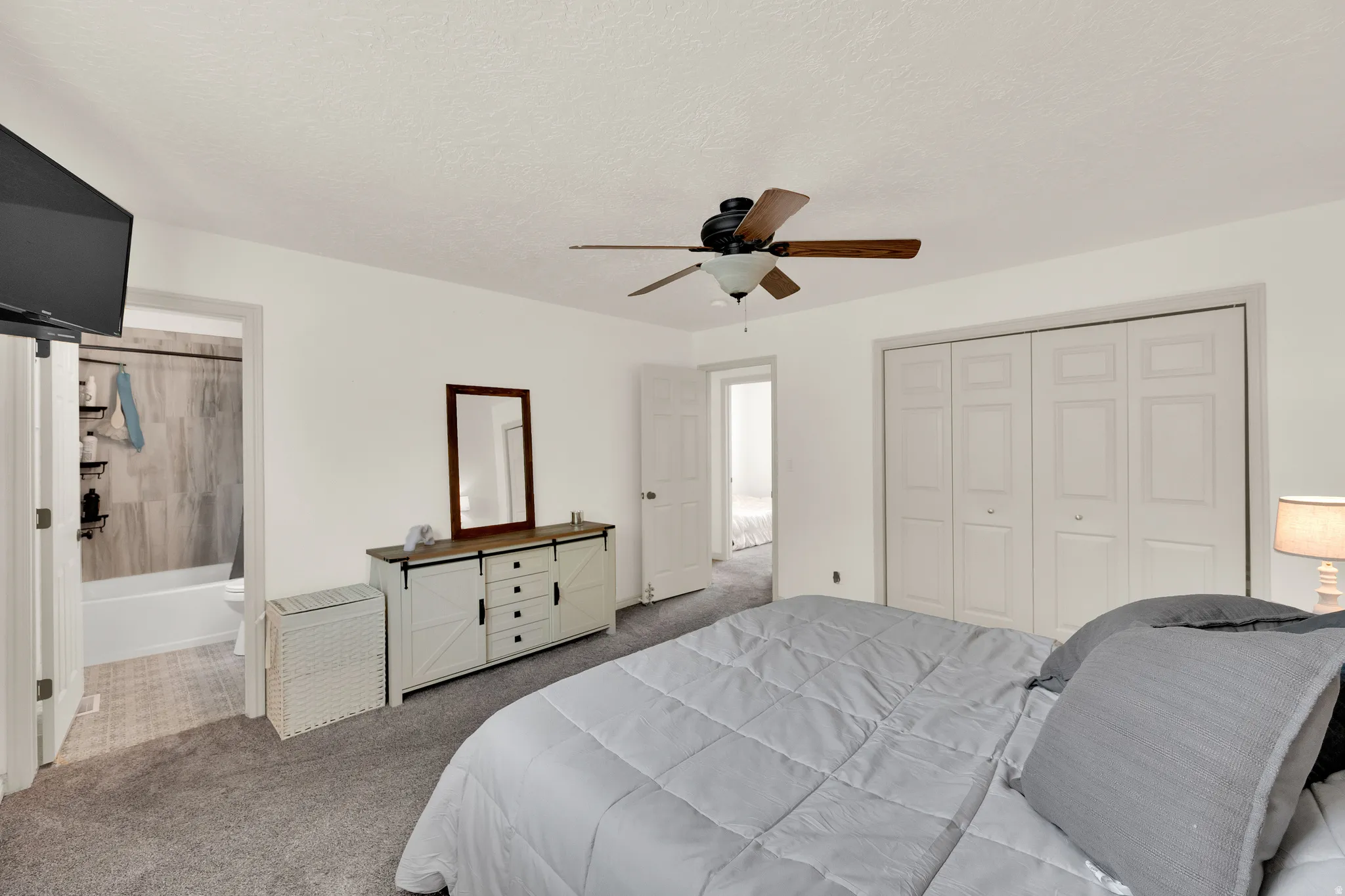 Primary bedroom and primary bath and closet.