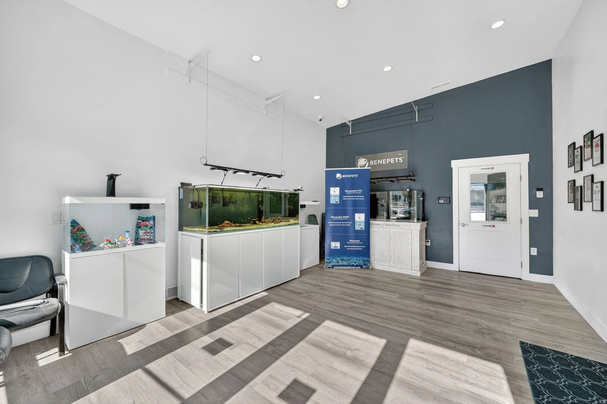 Interior featuring wood-finish flooring and recessed ceiling lighting