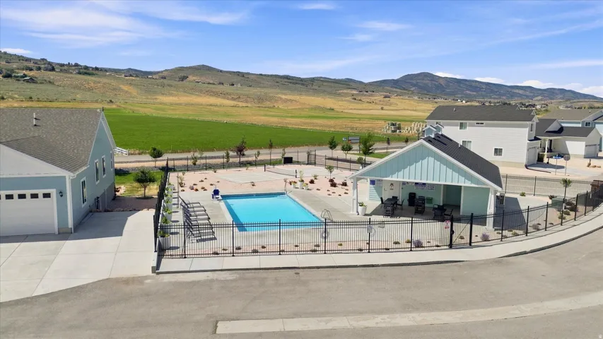 Community swimming pool with a club house