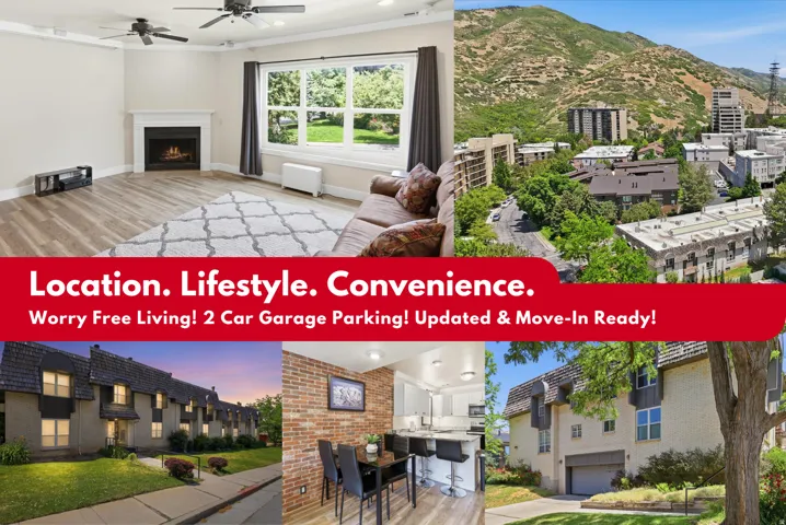 Property Marketing Collage. Displaying interior and exterior property characteristics with descriptive text