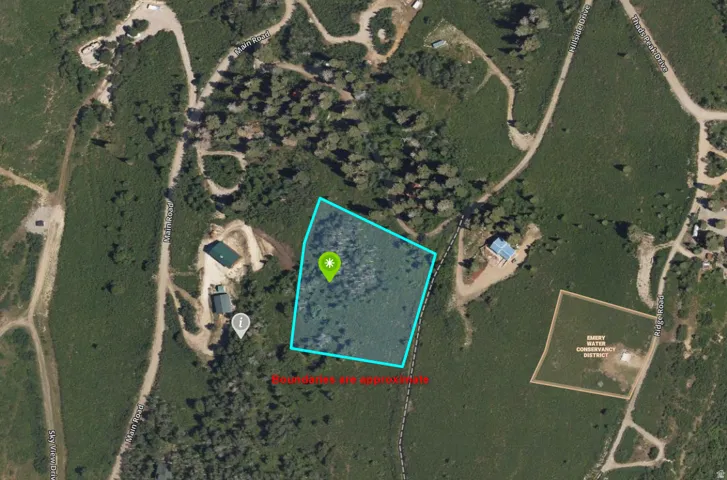 Aerial Map. Displaying the property boundary and surrounding land features