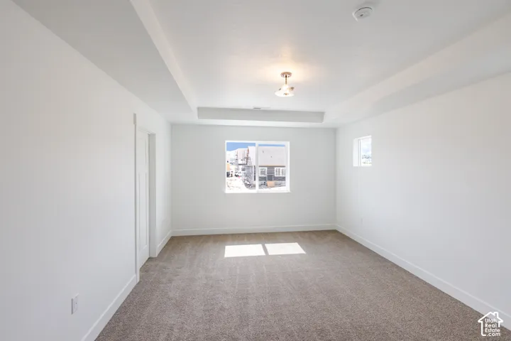 Tray ceiling with a central flush-mount light fixture