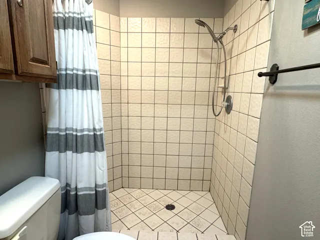 Convenient walk-in tiled shower