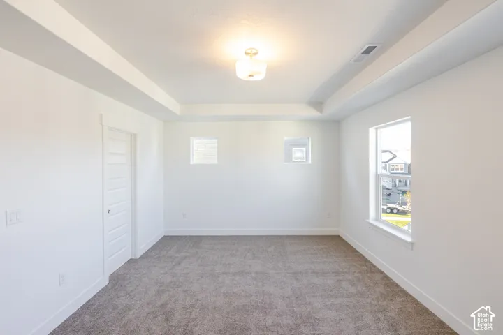 Recessed tray ceiling with central flush mount lighting