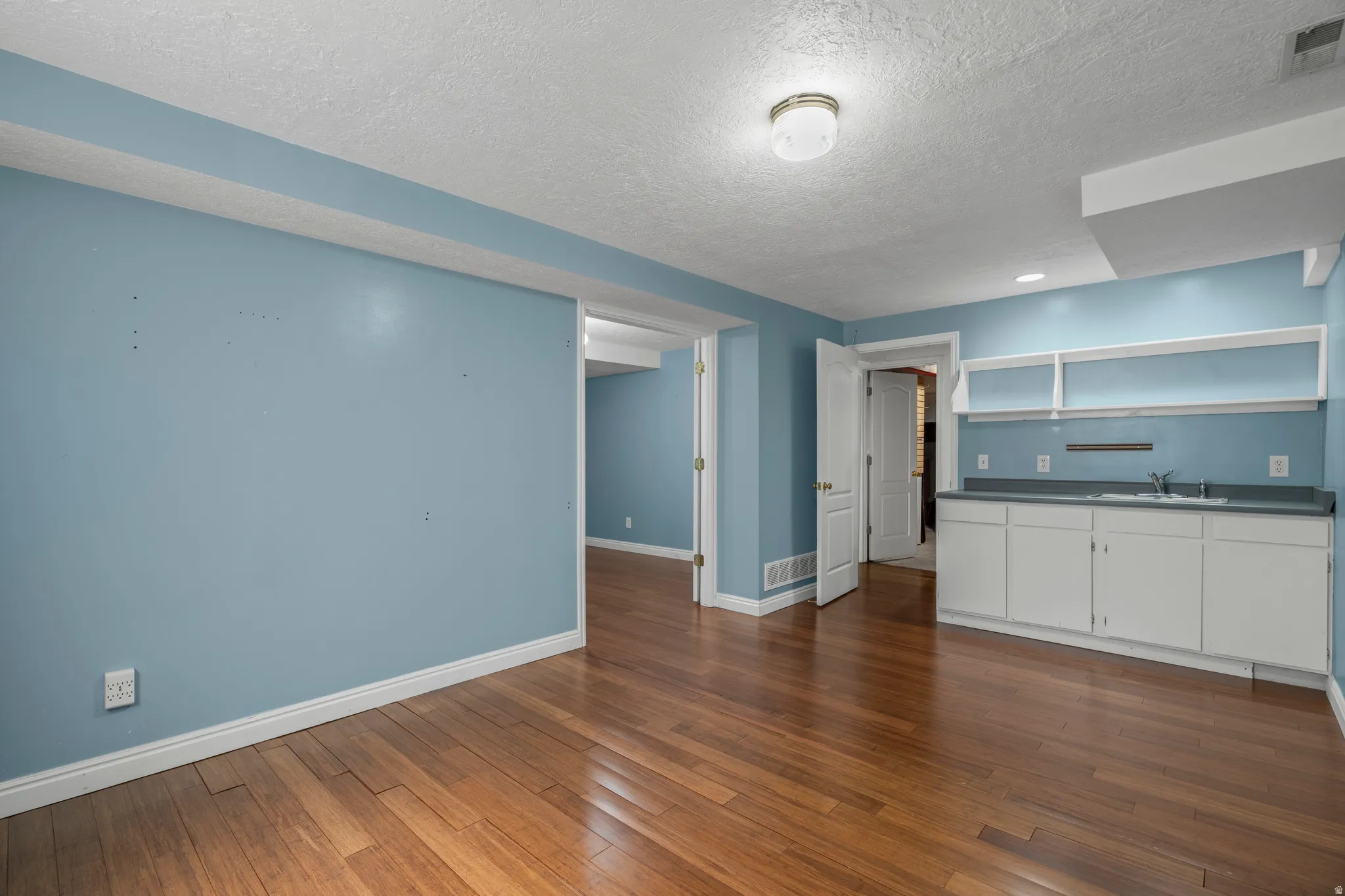 Living room with Basement Kitchenette