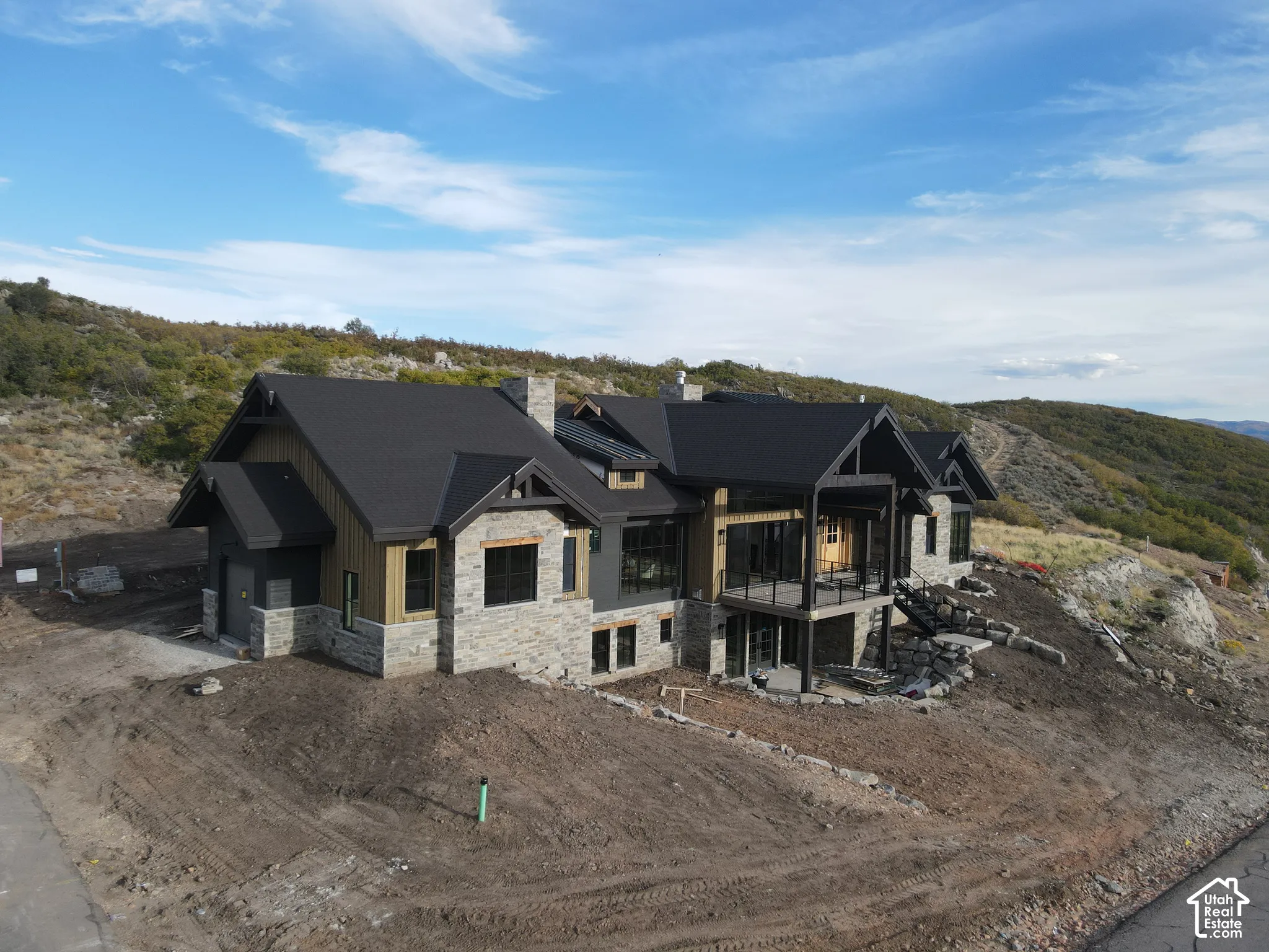 Aerial view of home from the street corner