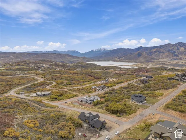 Aerial perspective featuring an expansive view of mount timpanogos and jordanelle reservoir