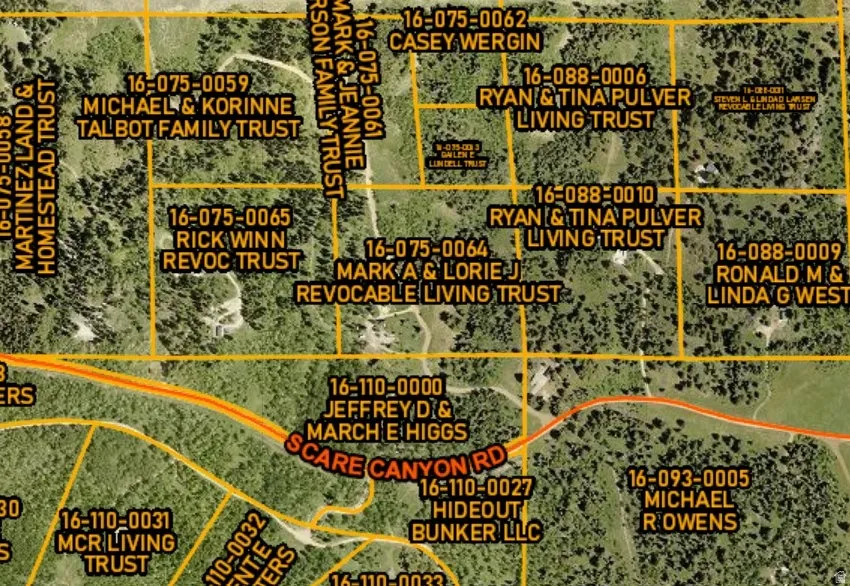 Property Parcel Map. Displaying individual parcel identifiers and associated ownership trusts