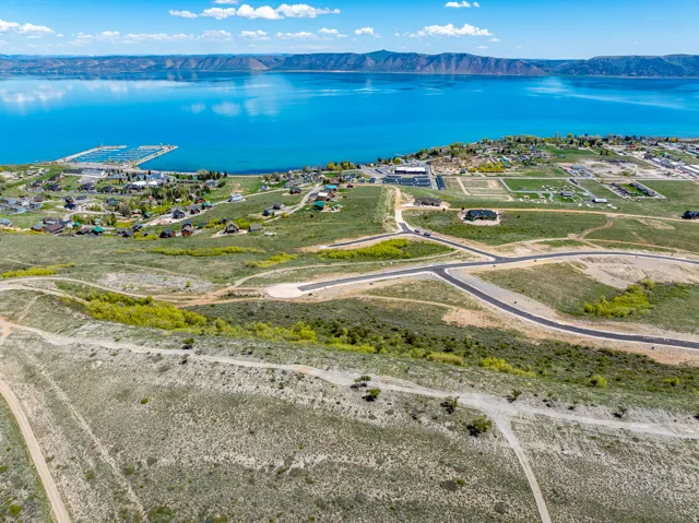Expansive lakeside property featuring a marina, established residential areas, and undeveloped lots