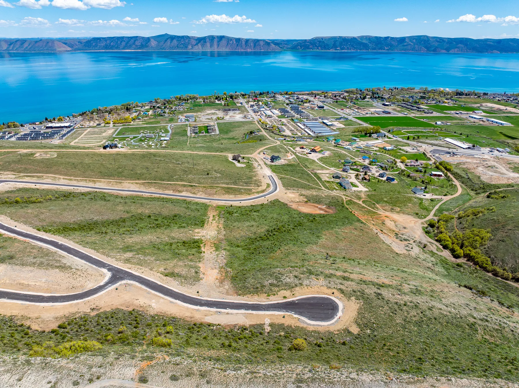 Aerial perspective highlighting a cul-de-sac and new road infrastructure