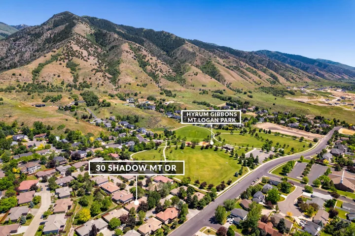 Aerial perspective showcasing a residential area with varied housing styles