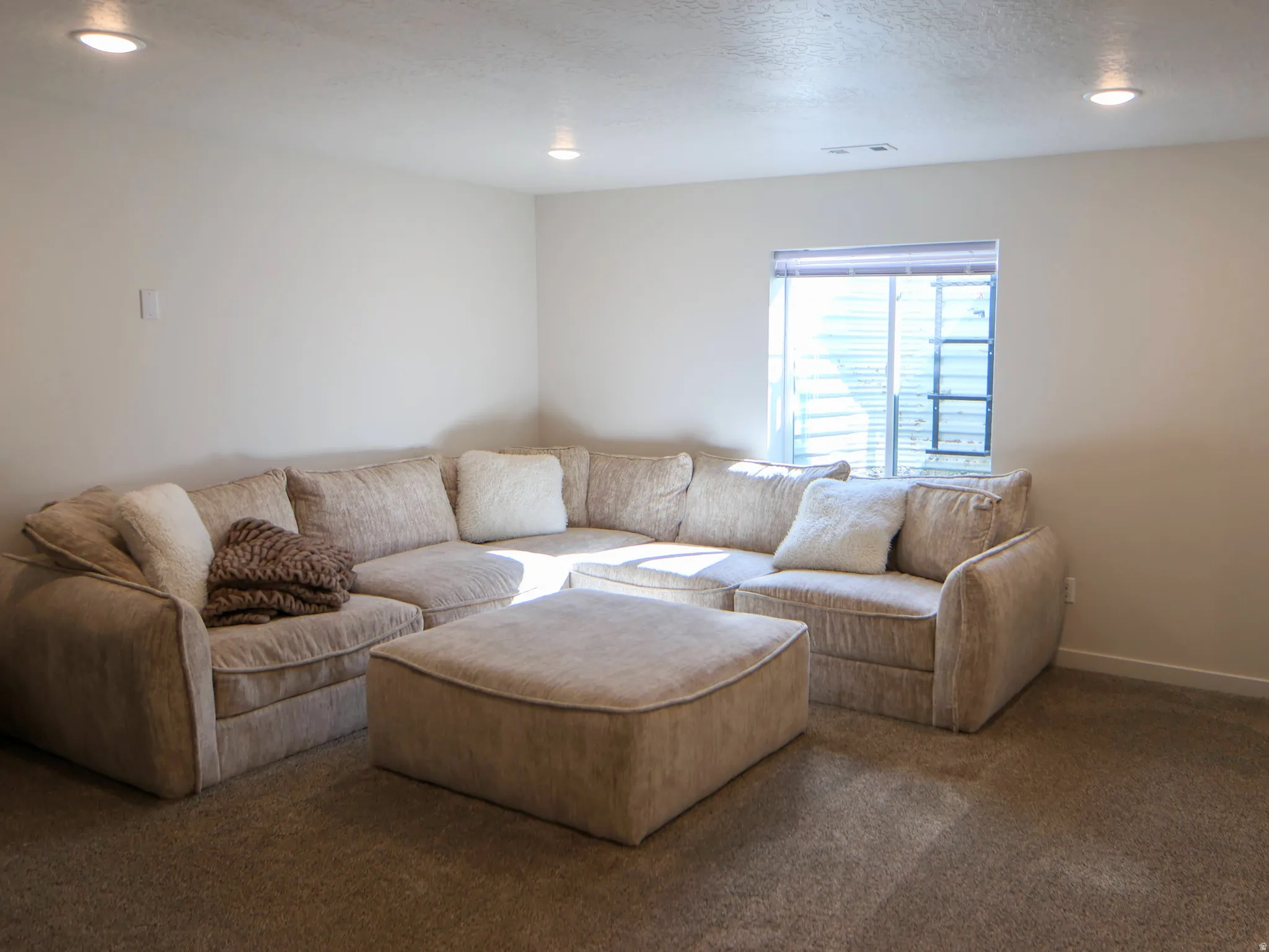Cozy living room in basement