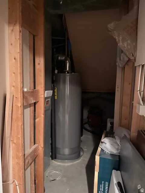 Water heater and furnace with exposed wood framing