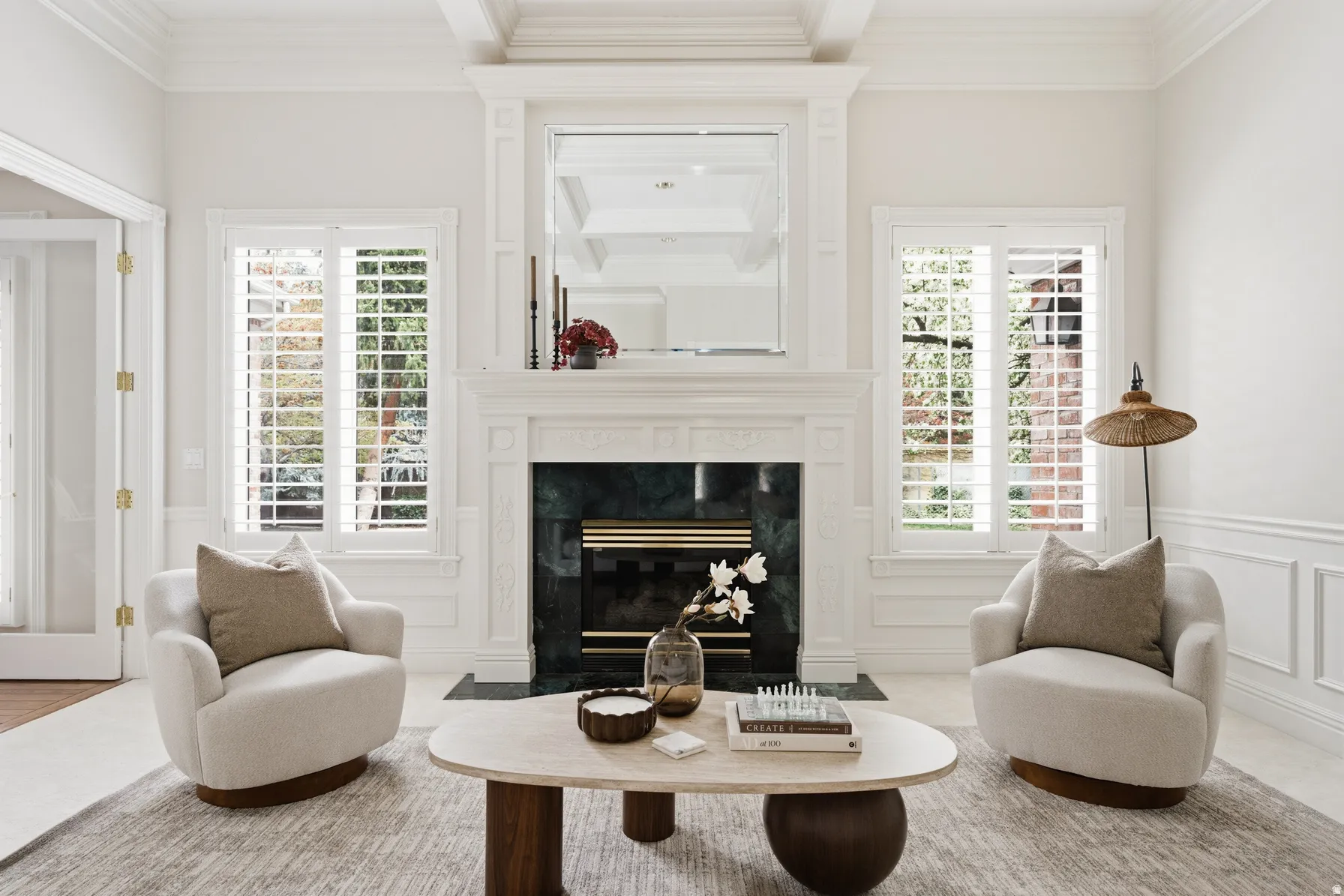 Fireplace featuring a marble surround and ornate mantel