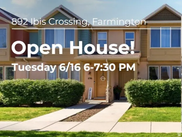 Promotional Flyer. Announcing an open house event for the property and displaying property features
