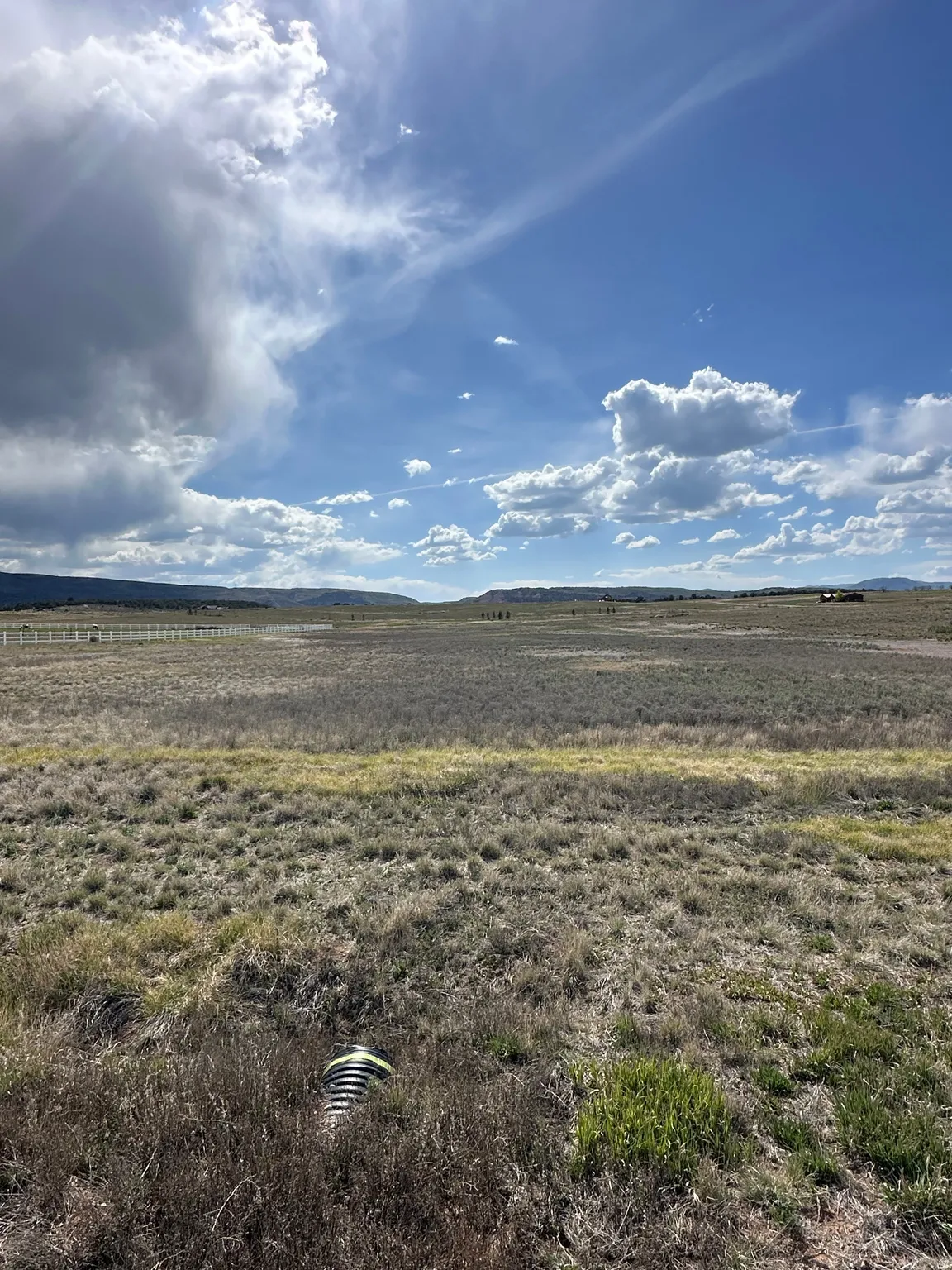 Expansive undeveloped land featuring a broad field of natural grasses and distant mountains