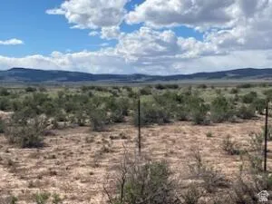 Expansive open terrain featuring natural vegetation, distant mountain ranges, and a bright sky with cloud formations