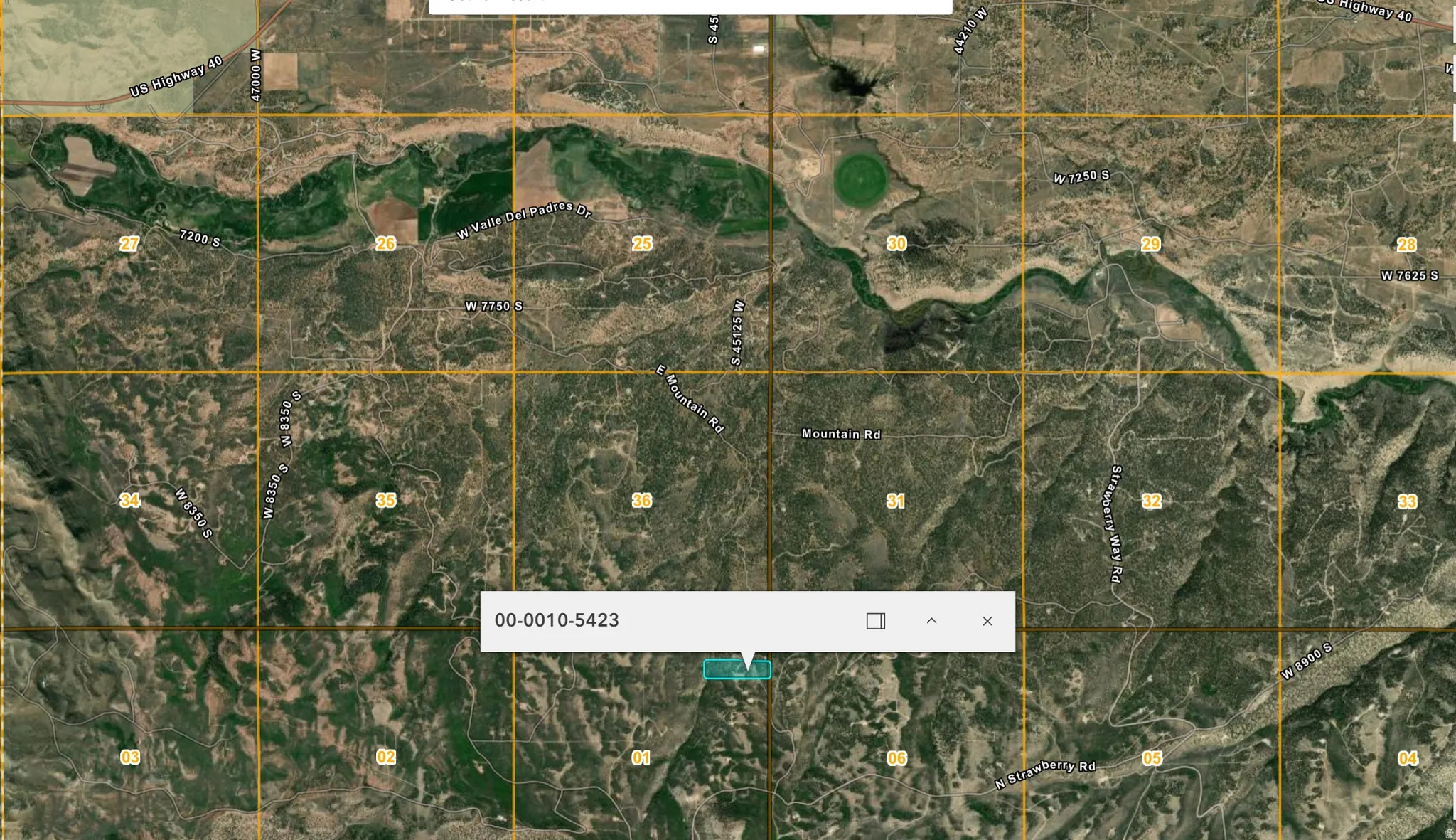 Property Parcel Map. Displaying geographical data and parcel identification number for the property.