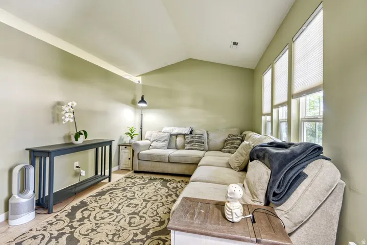 Light-toned walls with vaulted ceilings