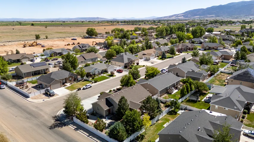 Residential neighborhood with single-story homes and asphalt shingle roofs