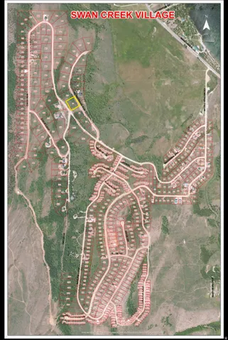 Plat Map, Swan Creek Village. Outlining lot divisions and property boundaries within the development