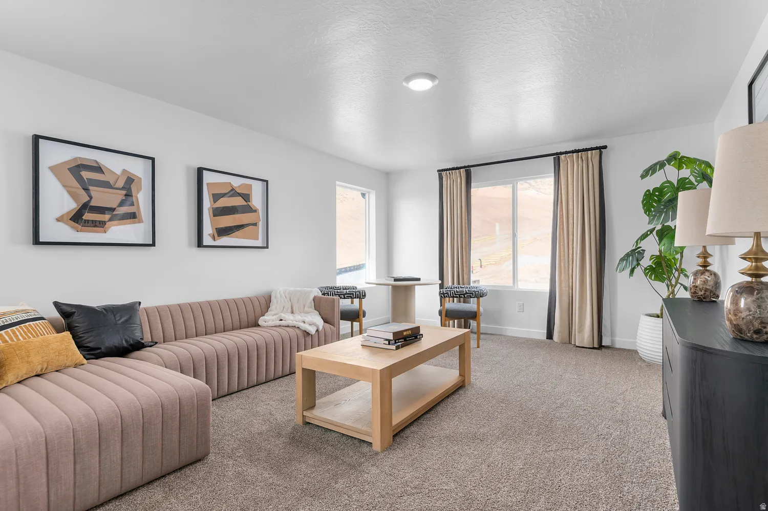 Neutral-toned carpet flooring