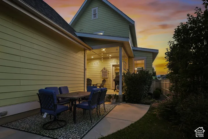 Concrete patio with a covered outdoor area