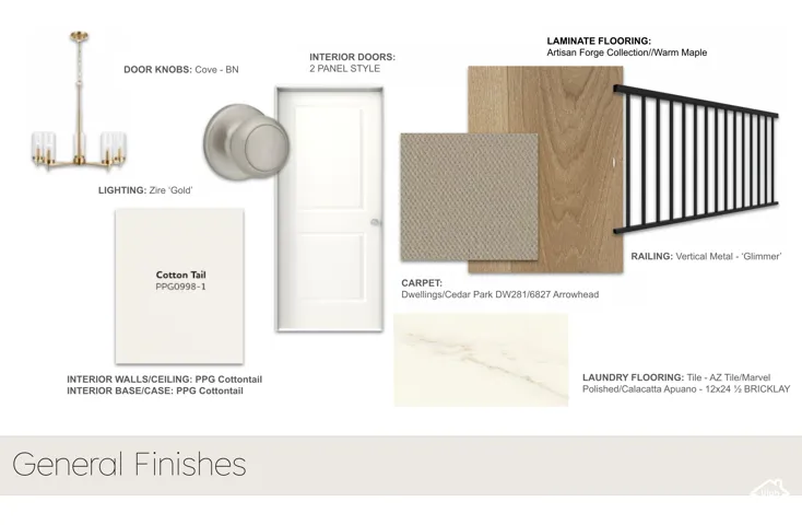 General Finishes. Detailing material specifications for various components of the property