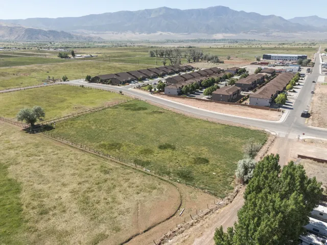 Expansive open land with a distinct treeline and mountain backdrop