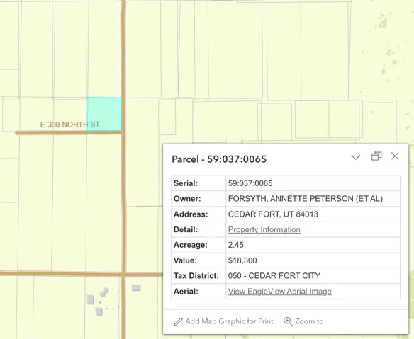 Property Parcel Information. Displaying ownership, location, and valuation data for the property